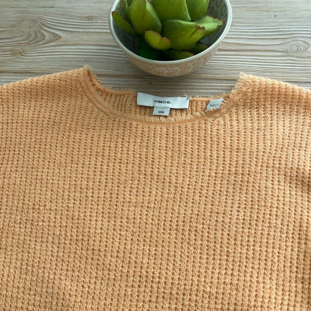 Vince Cashmere and Silk Blend Spring Sweater Medium – Lightweight Apricot Knit - Picture 4 of 4